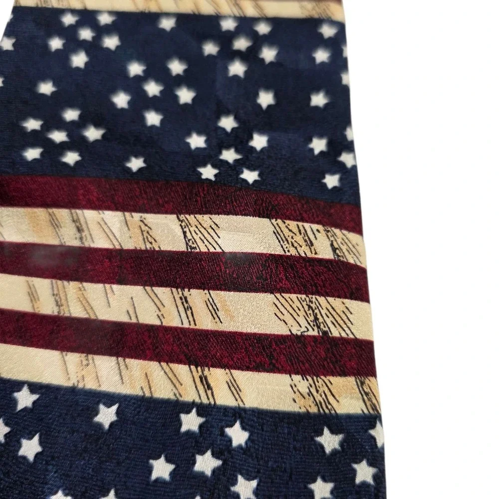 TANGO by MAX RAAB Americana Starry Flowers of Liberty Silk Necktie Red‎ Blue USA